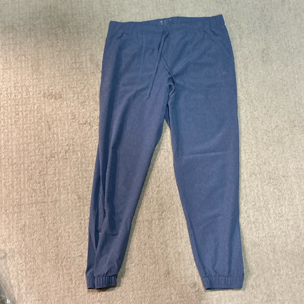EUC| Light Blue Chambray Albion Fit Jetsetters with Gold Zipper Accents M